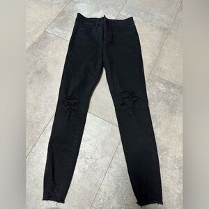 American Eagle “the dream jean” distressed black hi-rise jeggings size 2